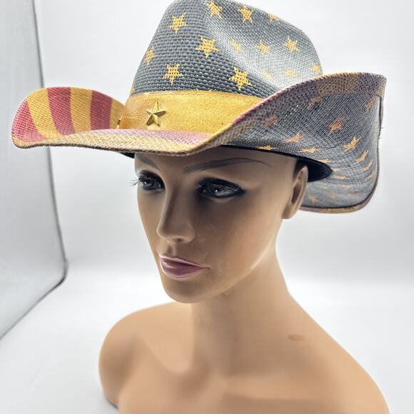 American Flag Cowboy Hat for Men or Women ~ Western Paper Straw ~ Vamuss - Picture 3 of 16